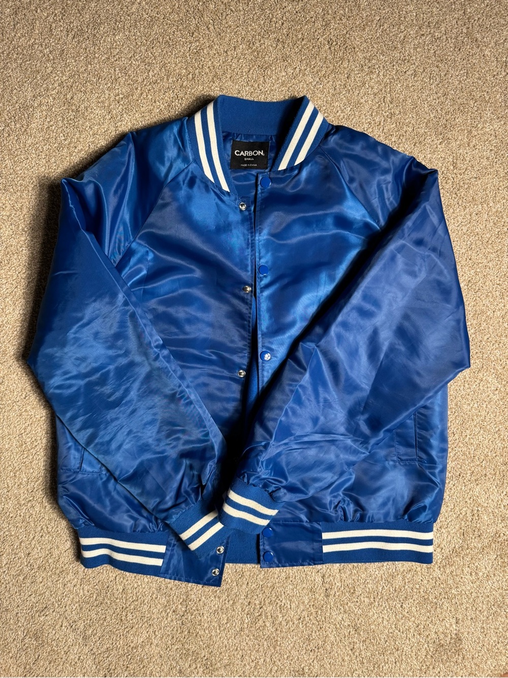 Men's Blue Satin Bomber Jacket
